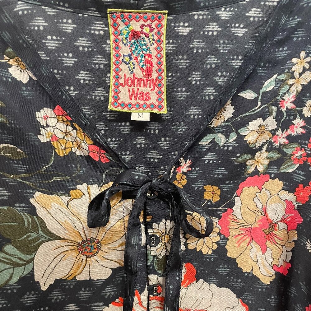 Johnny Was Silk Blue Floral Tunic/Dress - Picture 3 of 6